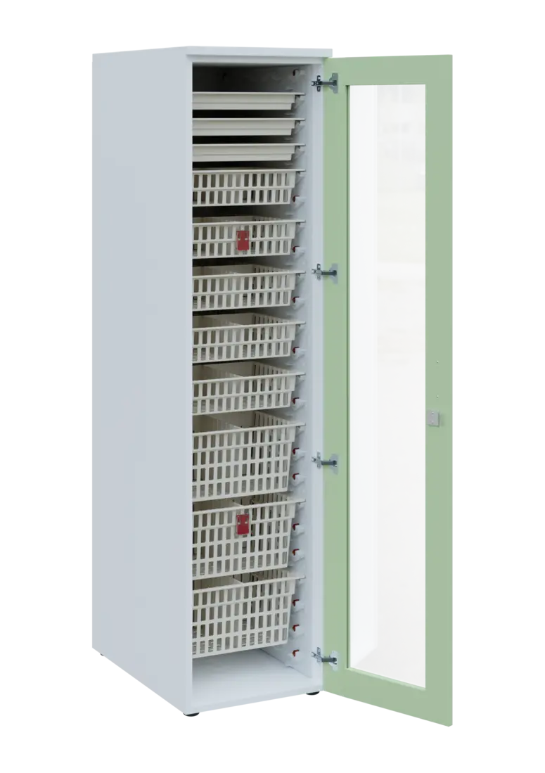 EUROMEDICA S - 46 ABS skříň léková boxová, 1-dveřová/prosklená, pravá, 1950x460x735, korpus bílý, dv